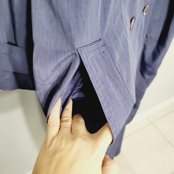 Luba Vintage Purple Double Breasted Trench Coat Jacket Pockets Retro Padded 20.5 - Picture 5 of 13